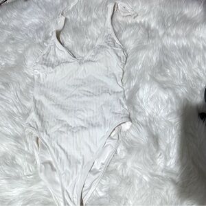 Shade and Shore white ribbed one piece‎ swimsuit size M